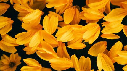 Obraz premium Vibrant background of floating yellow sunflower petals for creative design