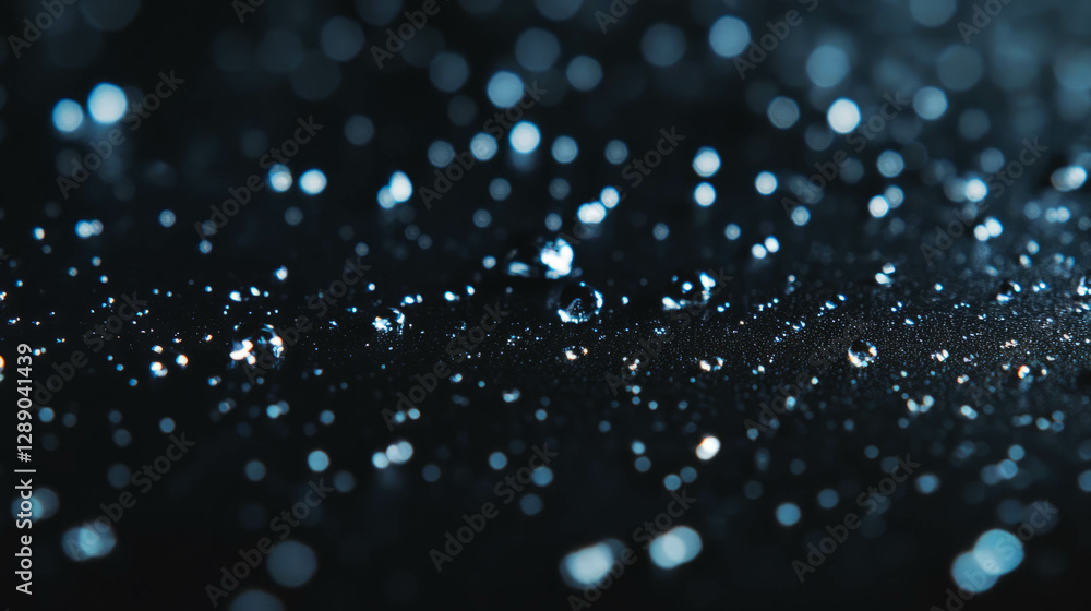 Poster frosty spider web with dew drops on a dark background