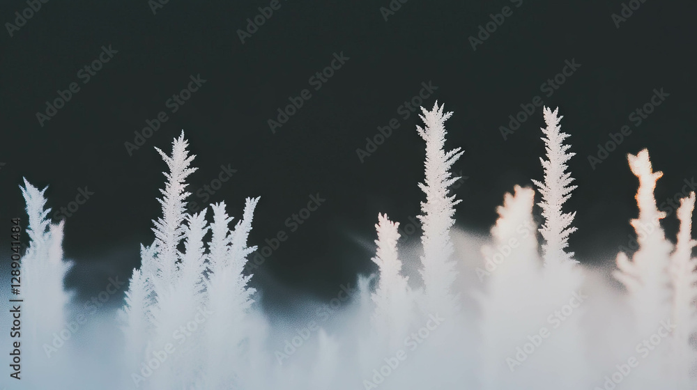 Poster frozen fog and soft diffused light in winter landscape