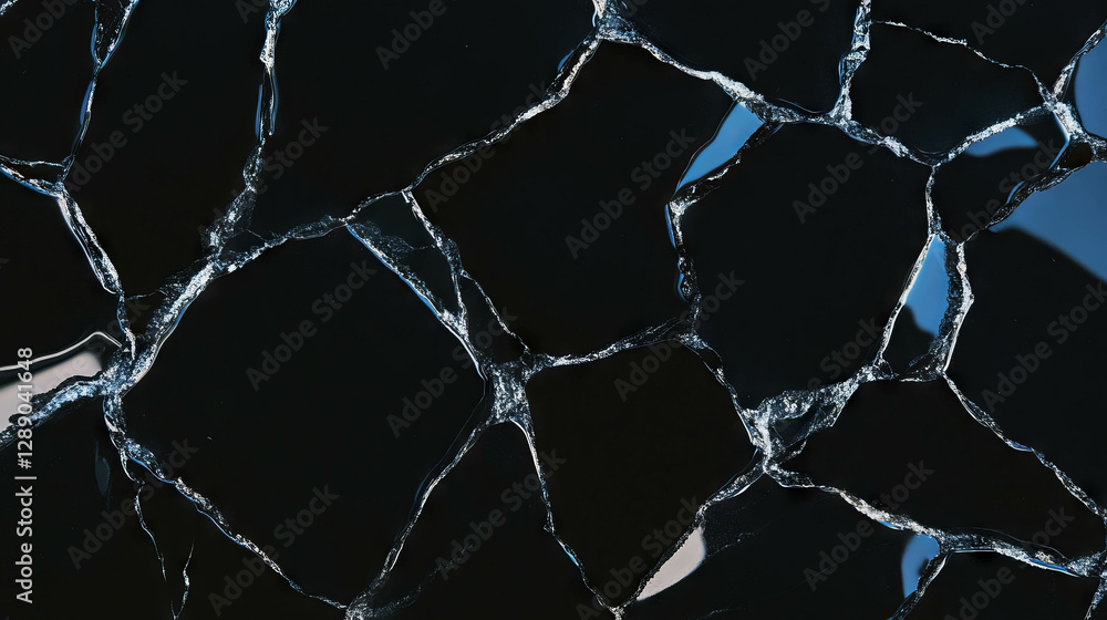 Poster abstract frozen lake surface pattern with intricate cracks for design projects