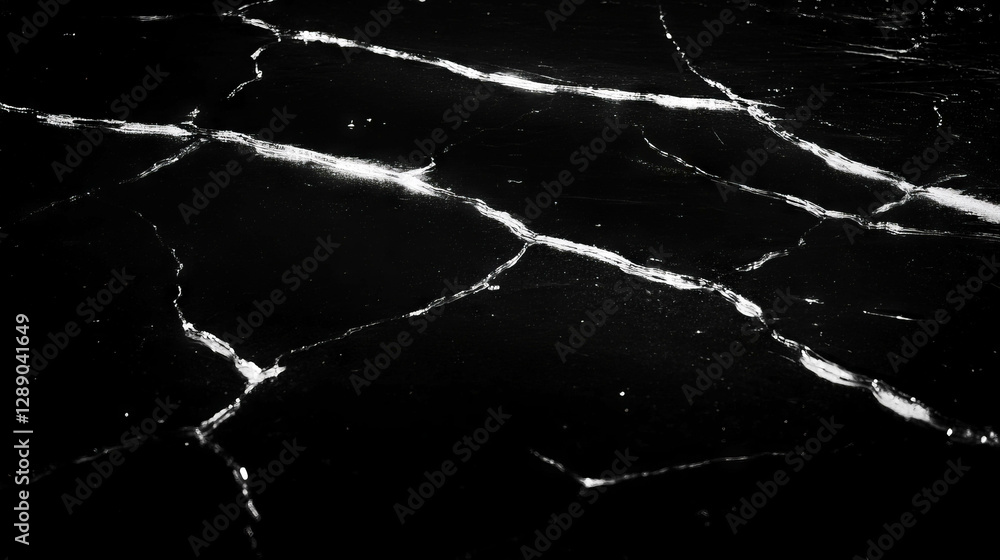 Poster cracked frozen lake surface background with intricate patterns for winter design