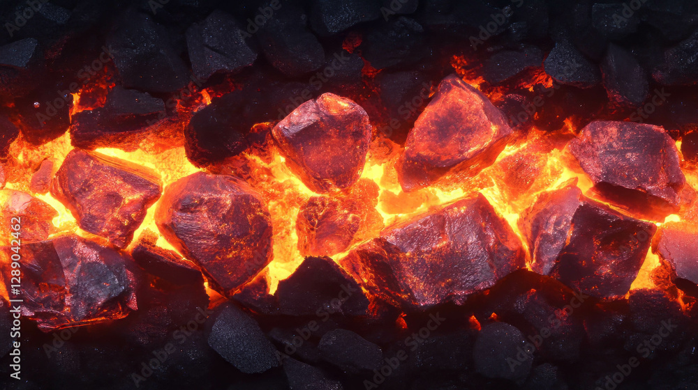 Poster glowing embers with soft red light for cozy background and warm atmosphere design