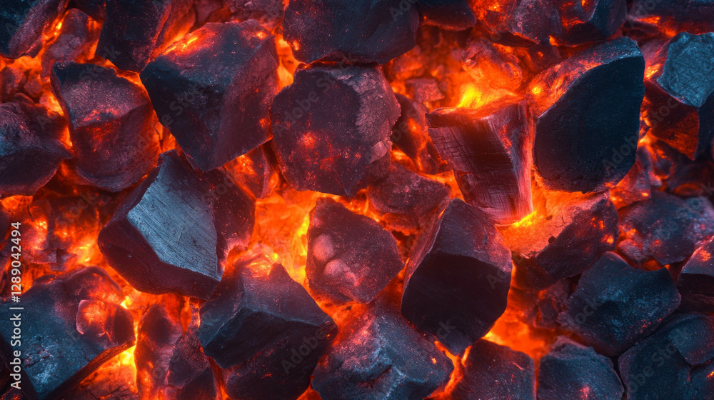 Poster glowing embers with soft red light for warm atmospheric design