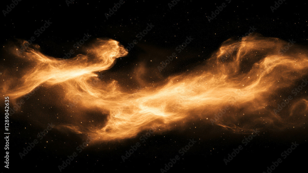 Poster glowing nebula in space with swirling cosmic clouds