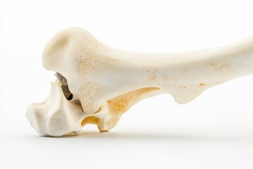 Naklejka premium An anatomical specimen of a bone placed on a white surface, suitable for medical or scientific use