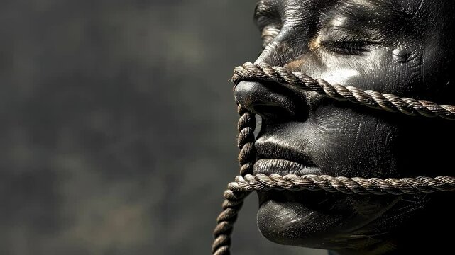 concept of gagged with a rope. Selective focus