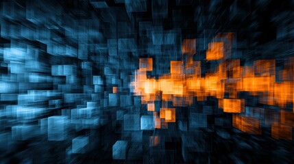 Obraz premium Dynamic abstract financial visualization virtual environment digital art blue and orange color palette