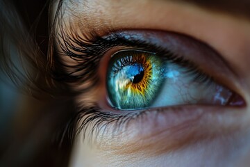 Fototapeta premium A detailed shot of a person's blue eye, great for illustrations or representations