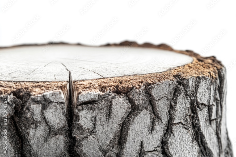 Poster A close-up view of a tree stump with a pair of scissors, perfect for use in DIY or gardening illustrations