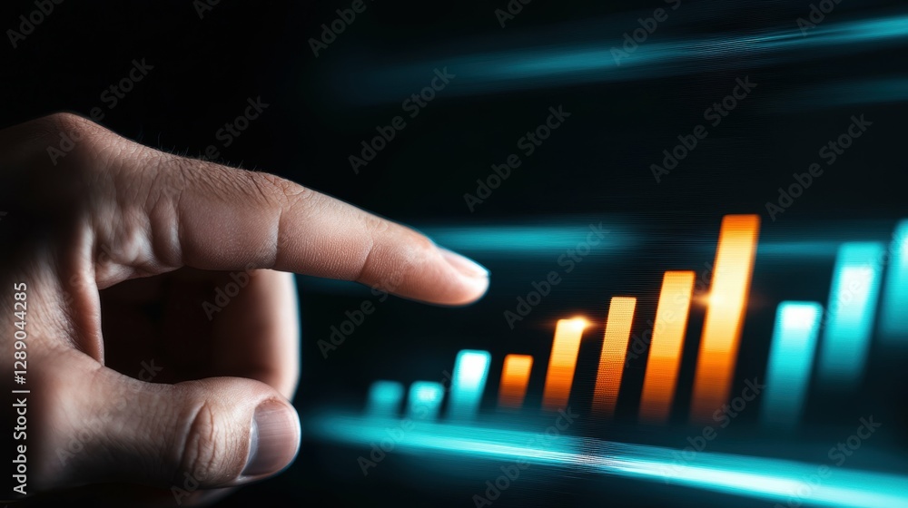 Poster dynamic business growth insights data visualization graph analysis digital environment close-up view
