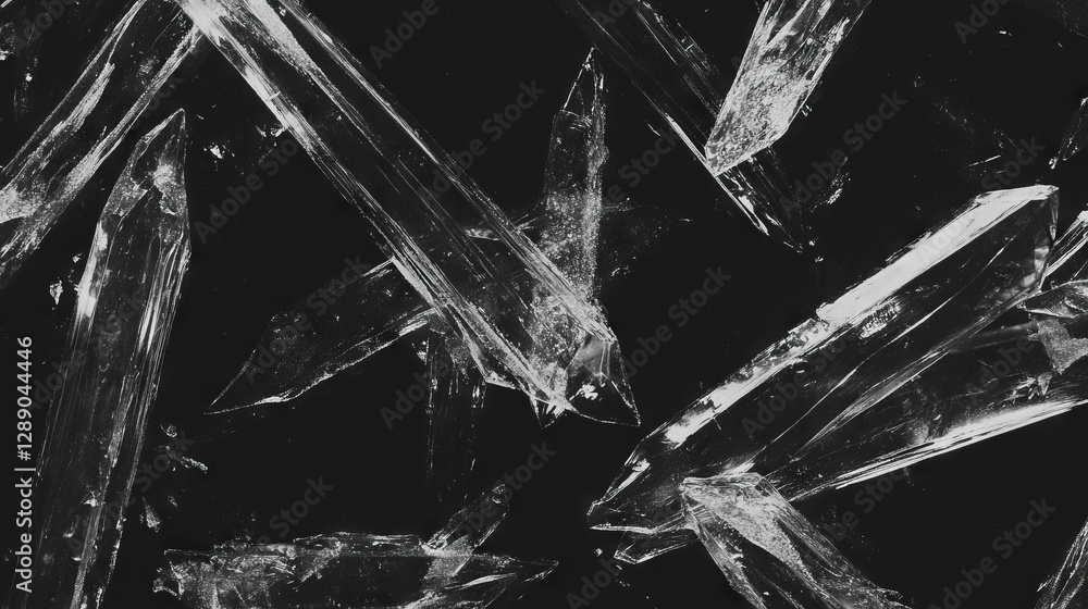 Poster Intricate ice crystal patterns on dark background for winter design