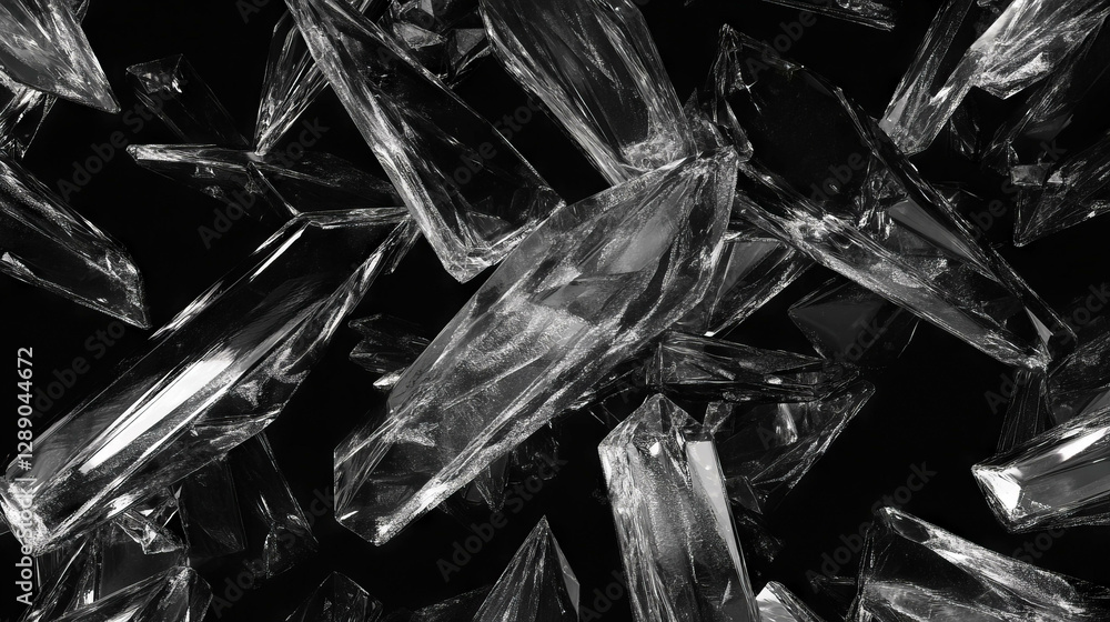 Poster intricate ice crystal patterns on black background for winter themes and designs