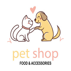 Cute dog and cat logo design for pet shop company