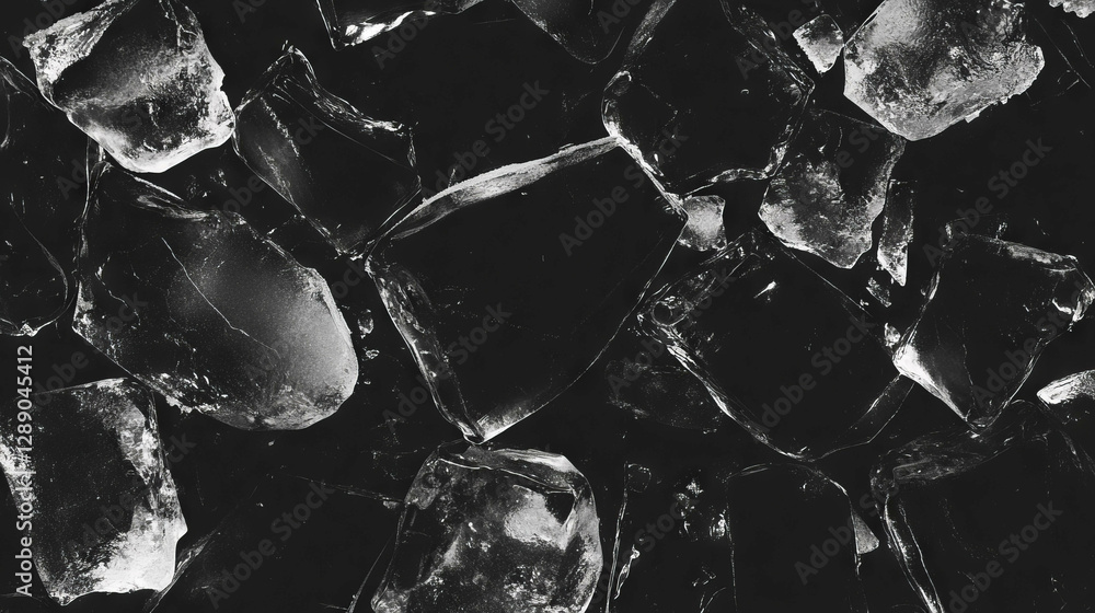 Poster cracked ice background with dark inclusions for abstract design