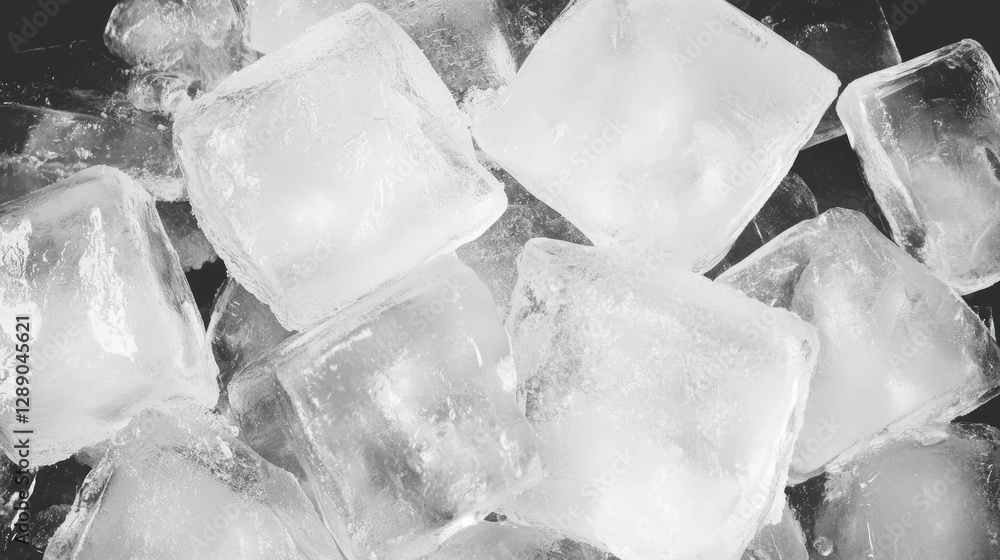 Aufkleber icy texture background with close-up of clear ice cubes for refreshing coolness concept