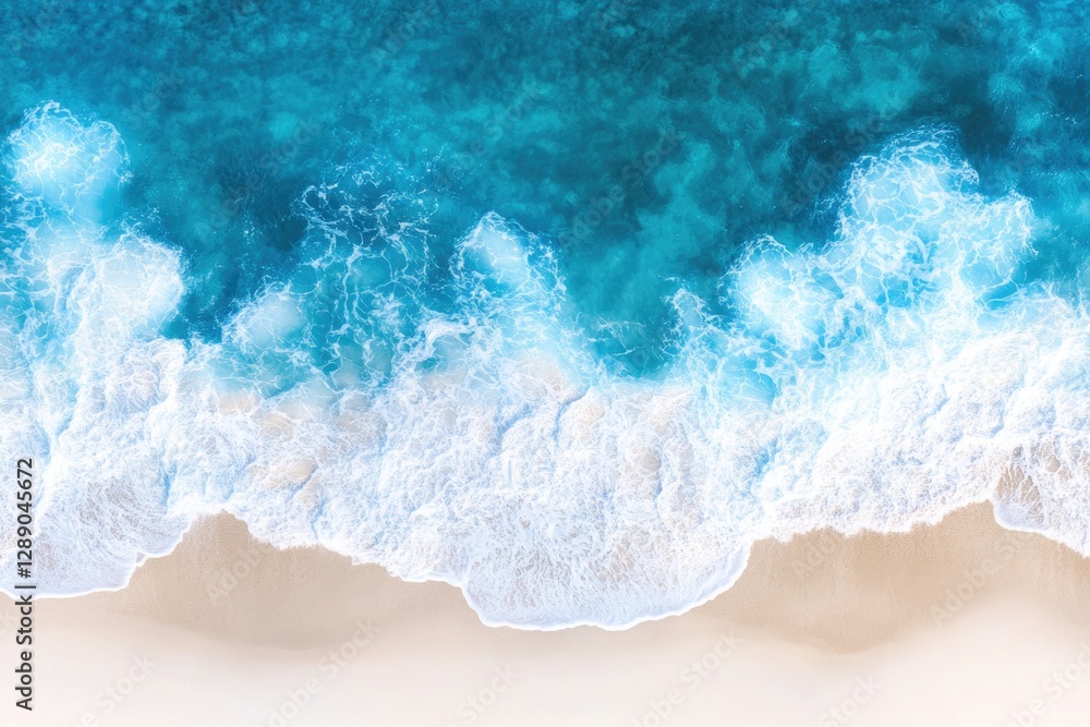 Poster aerial view of the ocean with waves and coastline