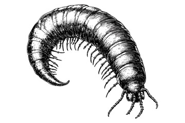 Black sketch effect of a hand-drawn marlin, aquatic animal, antique style illustration, vintage art, rodent, wildlife, vector print design, white background, trendy