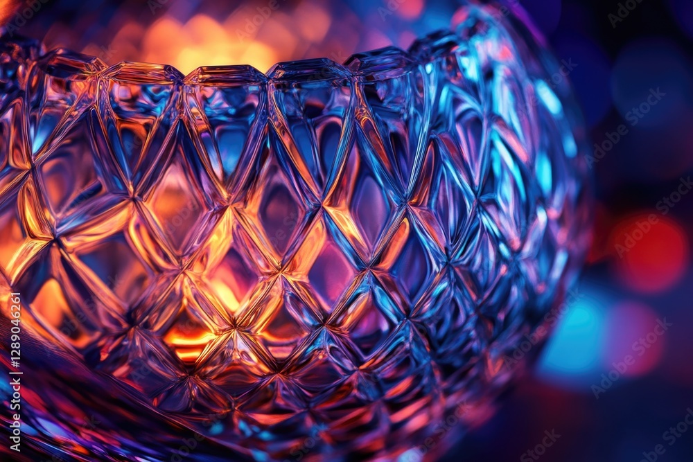 Poster a close-up view of a lit candle surrounded by the transparent glass bowl, creating a warm and cozy a