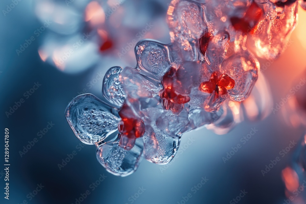Poster a detailed view of a cluster of delicate ice crystals