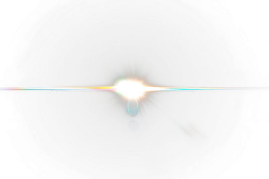 Bright light flare with lens distortion on Transparent  background.