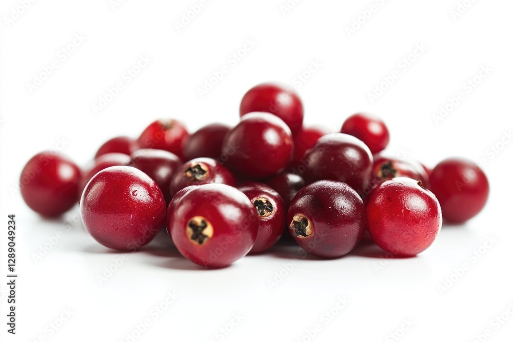 Poster Fresh cranberries arranged on a clean white surface, ready for use or display