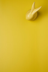 Yellow empty background with easter bunny, banner, easter