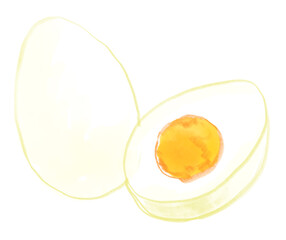 新鮮で美味しそうなゆで卵の水彩イラスト