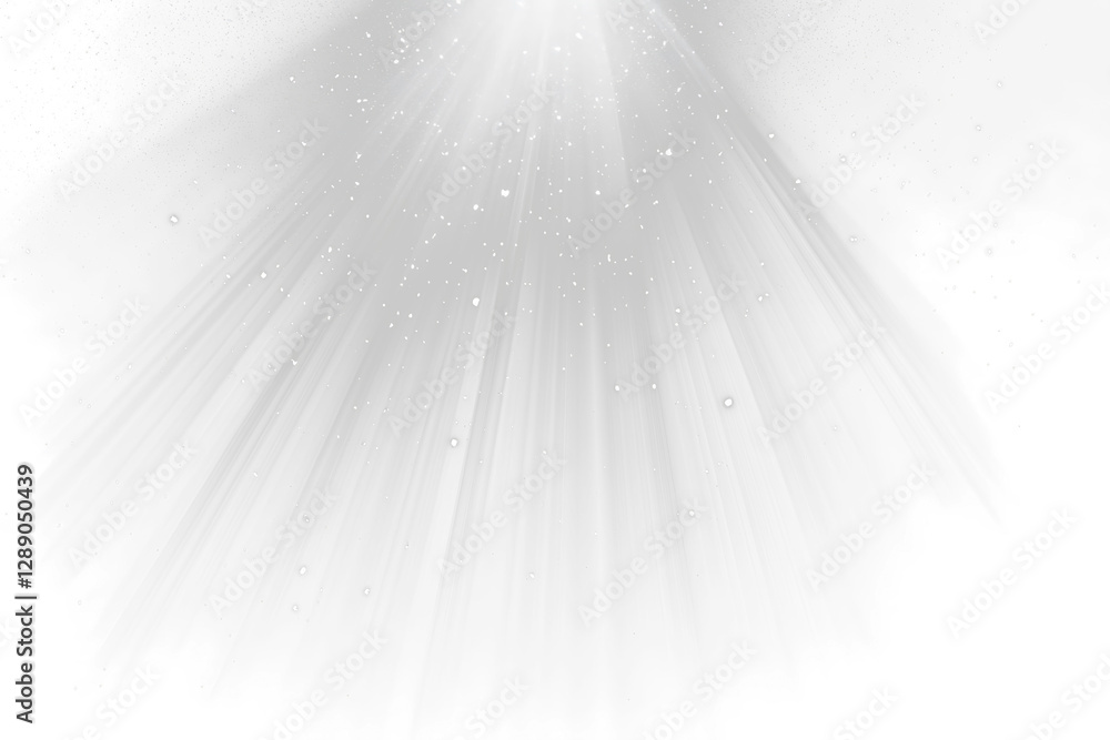 Poster Bright light rays beam down on Transparent background with sparkles.