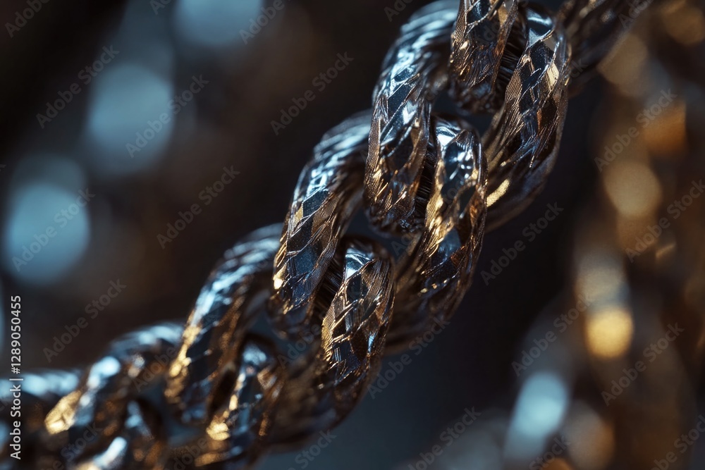 Poster a close-up shot of a metal chain lying on a table, great for adding texture and industrial feel to y
