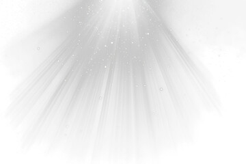 Bright light rays beam down on Transparent background with sparkles.