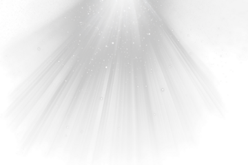 Bright light rays beam down on Transparent background with sparkles.