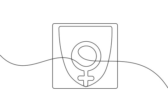 recommend clip art: Female gender symbol one line art with minimalist isolated outline vector icon
                    