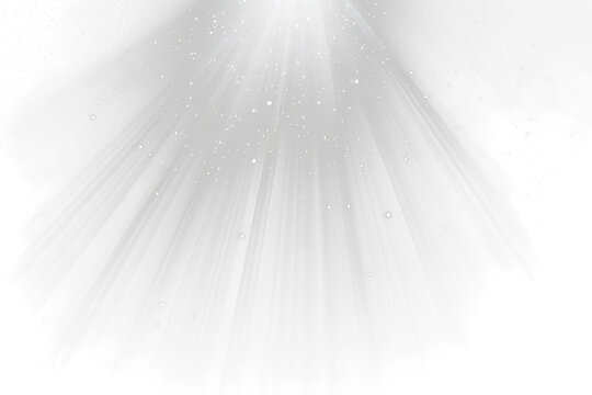 Bright light rays beam down on Transparent background with sparkles.