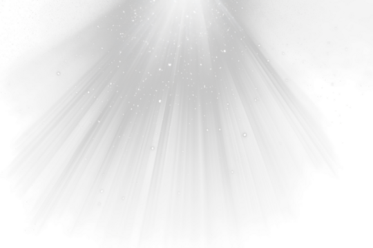 Bright light rays beam down on Transparent background with sparkles.