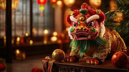 Ornate Chinese Lion Festive Decoration Display