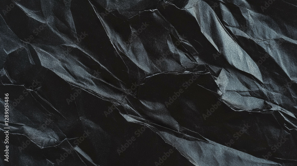Poster abstract background with black crumpled paper texture for creative design