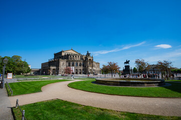 Dresden, Germany - May 02, 2024 - A walking tour of Dresden and a tour of the city, and a view of Dresden from the Elbe River