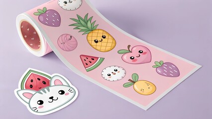 Cute cartoon ice cream dessert pattern with sweet fruit illustrations