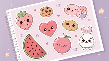 Cute vector illustrations including abstract patterns, sweet strawberry food, and Easter card design