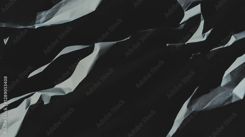 Poster abstract black rumpled paper texture with smooth overlay for background design