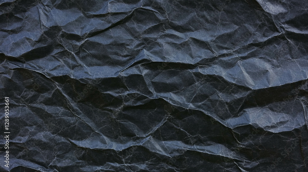 Poster black rumpled paper texture for creative design and background enhancement