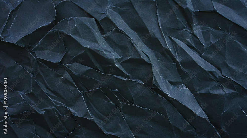 Poster textured black rumpled paper background for artistic design projects