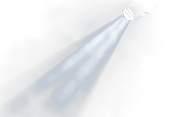 Bright spotlight beam cutting through Transparent smoky space.
