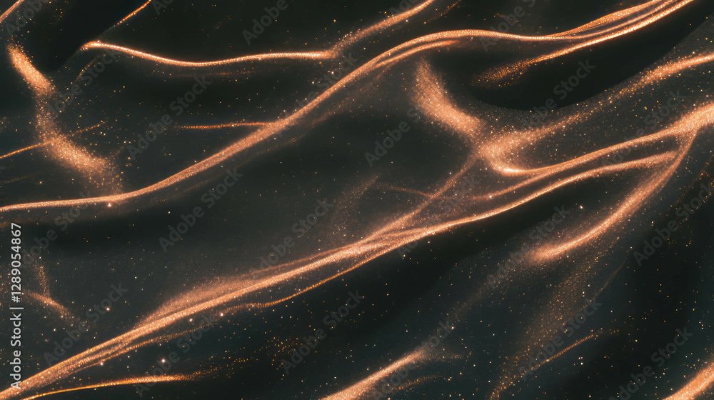 Poster Abstract wavy copper texture with fine lines and glittering details for design projects