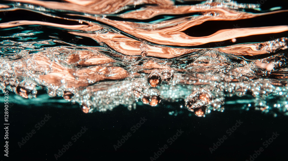 Aufkleber abstract artistic composition of copper and water mixing in a dynamic fluid motion
