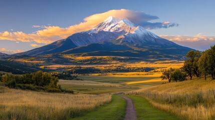 Fototapeta premium Majestic mountain landscape scenic valley nature serene environment wide-angle view outdoor adventure