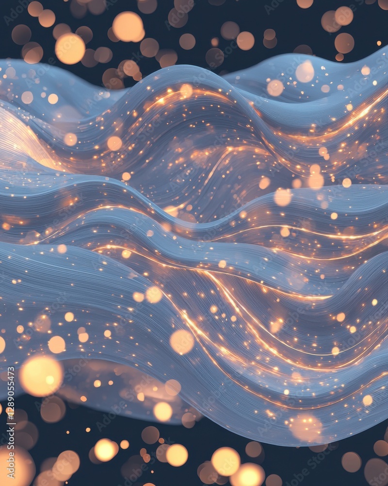 Poster dynamic waves of light and color abstract art digital creation dark background artistic view visual 