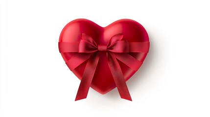 Red heart gift, top view, studio shot