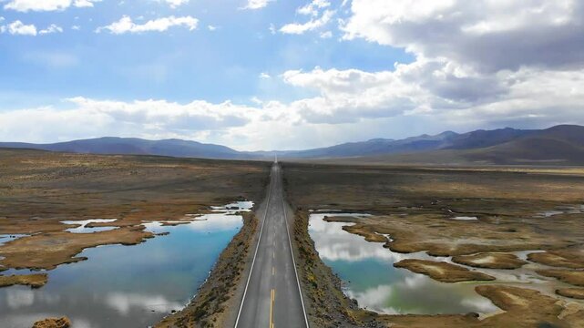 
aerial view of the road to the Colca Canyon of the Salinas and Aguada Blanca National Reserve in Arequipa Peru