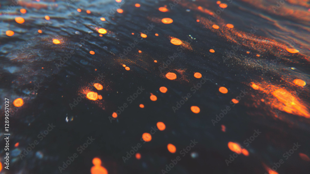 Poster Copper texture with raised patterns and warm glowing highlights